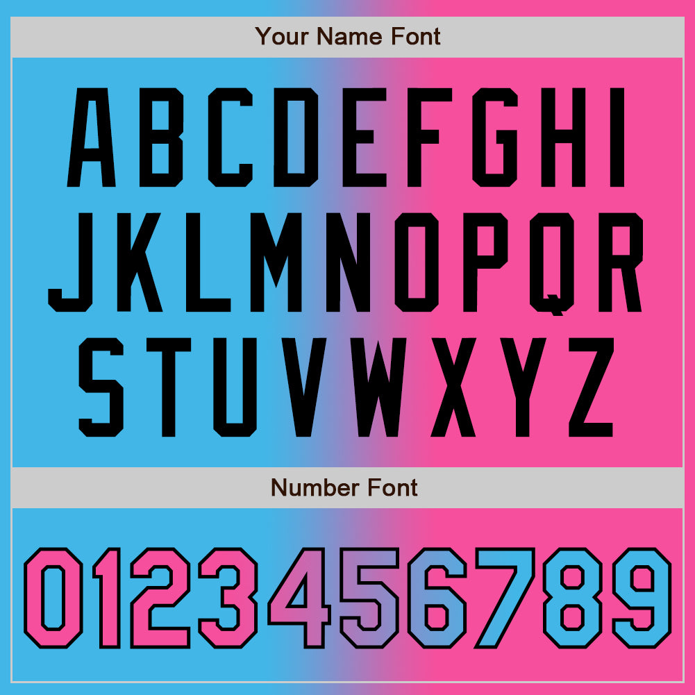 Custom Sky Blue Pink-Black Authentic Gradient Fashion Baseball Jersey