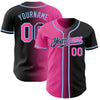 Custom Black Pink-Light Blue Authentic Gradient Fashion Baseball Jersey