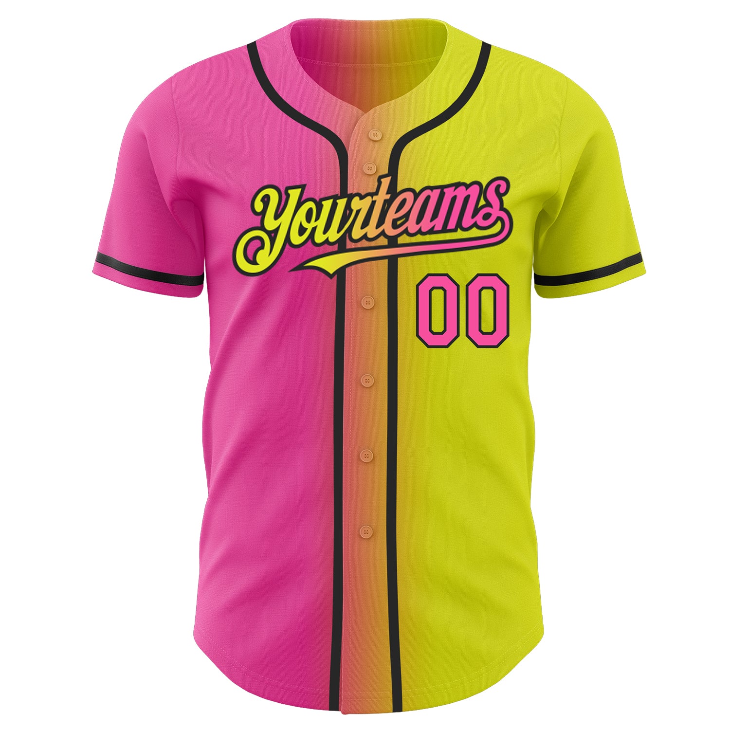 Custom Baseball Jersey Neon Yellow Pink-Black Authentic Gradient Fashion Men's Size:XL