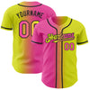 Custom Neon Yellow Pink-Black Authentic Gradient Fashion Baseball Jersey