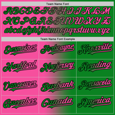 Custom Grass Green Pink-Black Authentic Gradient Fashion Baseball Jersey