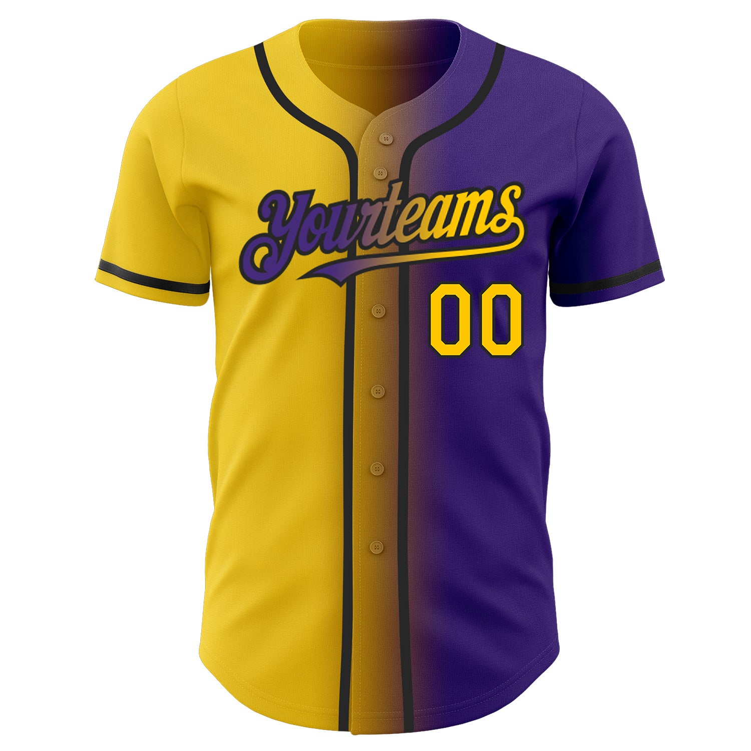 Cheap Custom Thunder Blue Purple-Yellow Authentic Baseball Jersey