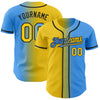 Custom Electric Blue Yellow-Black Authentic Gradient Fashion Baseball Jersey