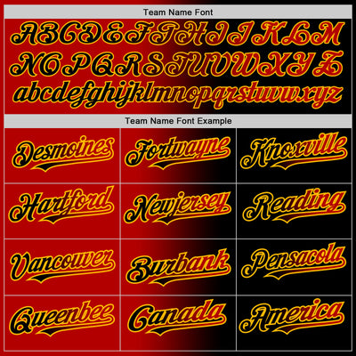 Custom Black Red-Gold Authentic Gradient Fashion Baseball Jersey