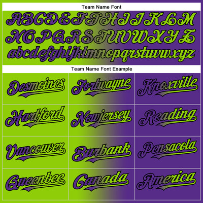 Custom Purple Neon Green-Black Authentic Gradient Fashion Baseball Jersey