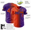 Custom Purple Orange-Black Authentic Gradient Fashion Baseball Jersey