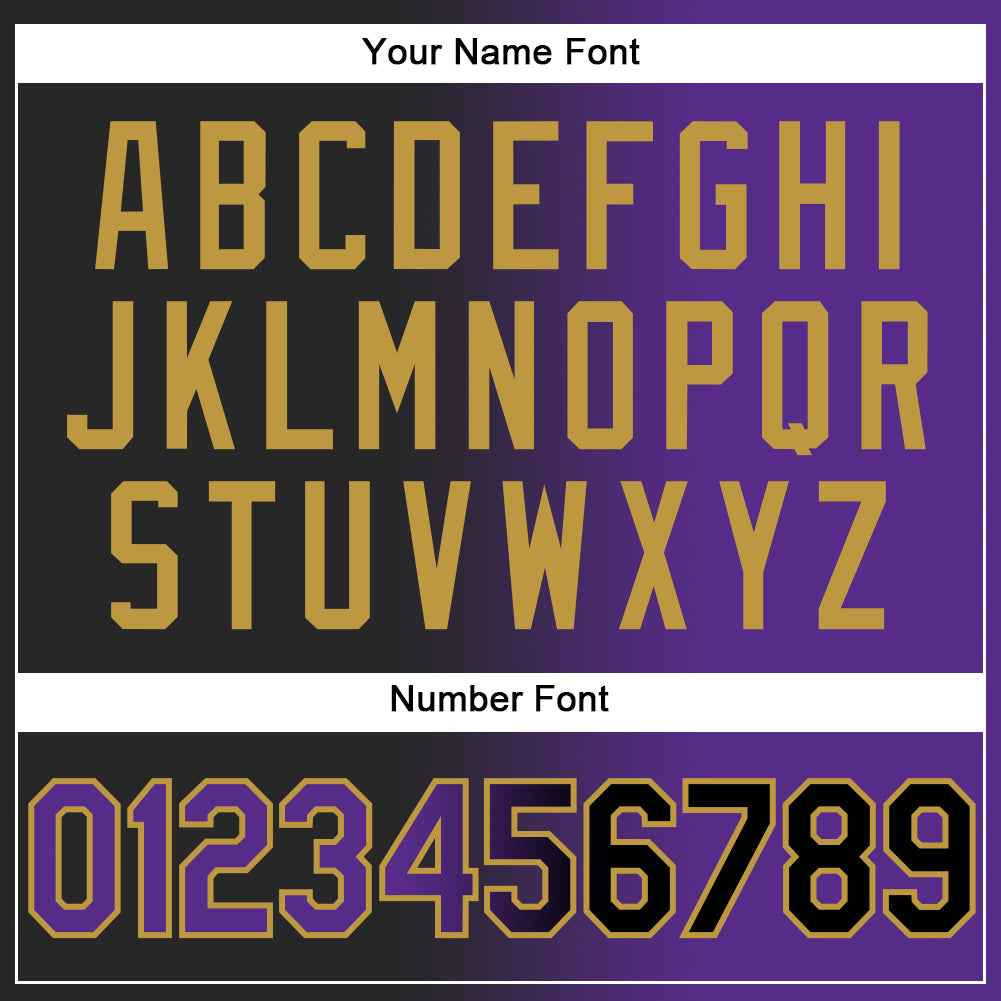 Custom Black Purple-Old Gold Authentic Gradient Fashion Baseball Jersey