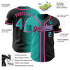 Custom Black Aqua-Pink Authentic Gradient Fashion Baseball Jersey