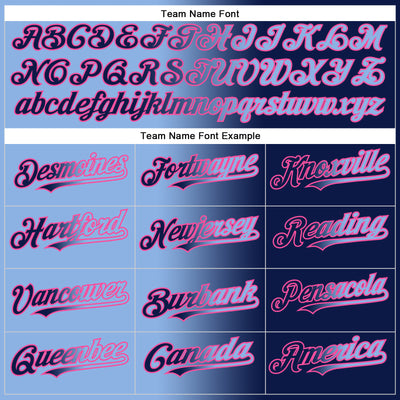 Custom Navy Light Blue-Pink Authentic Gradient Fashion Baseball Jersey