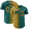Custom Teal Old Gold-Black Authentic Gradient Fashion Baseball Jersey
