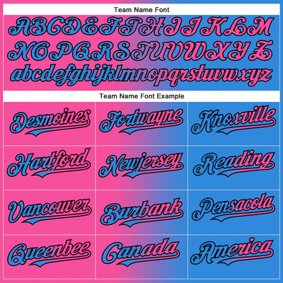 Custom Electric Blue Pink-Black Authentic Gradient Fashion Baseball Jersey