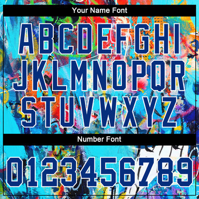 Custom Graffiti Pattern Royal-White 3D Performance T-Shirt