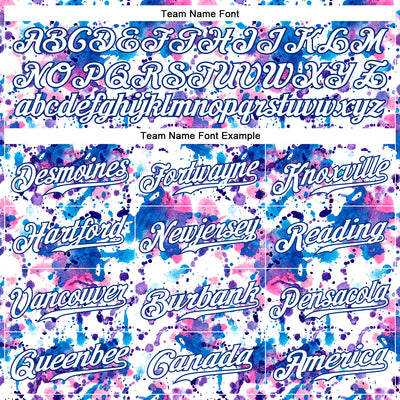 Custom Graffiti Pattern White-Royal 3D Abstract Watercolor Authentic Baseball Jersey