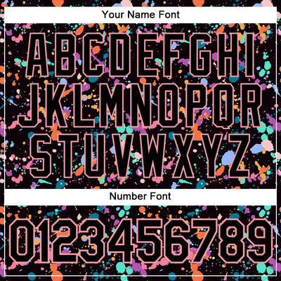 Custom Graffiti Pattern Black-Medium Pink 3D Expressive Splatter Authentic Baseball Jersey