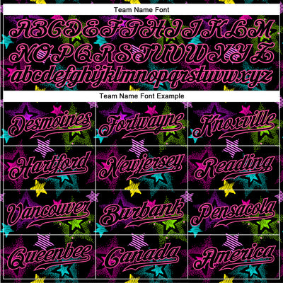Custom Graffiti Pattern Black-Pink 3D Creative Colorful Stars Authentic Baseball Jersey