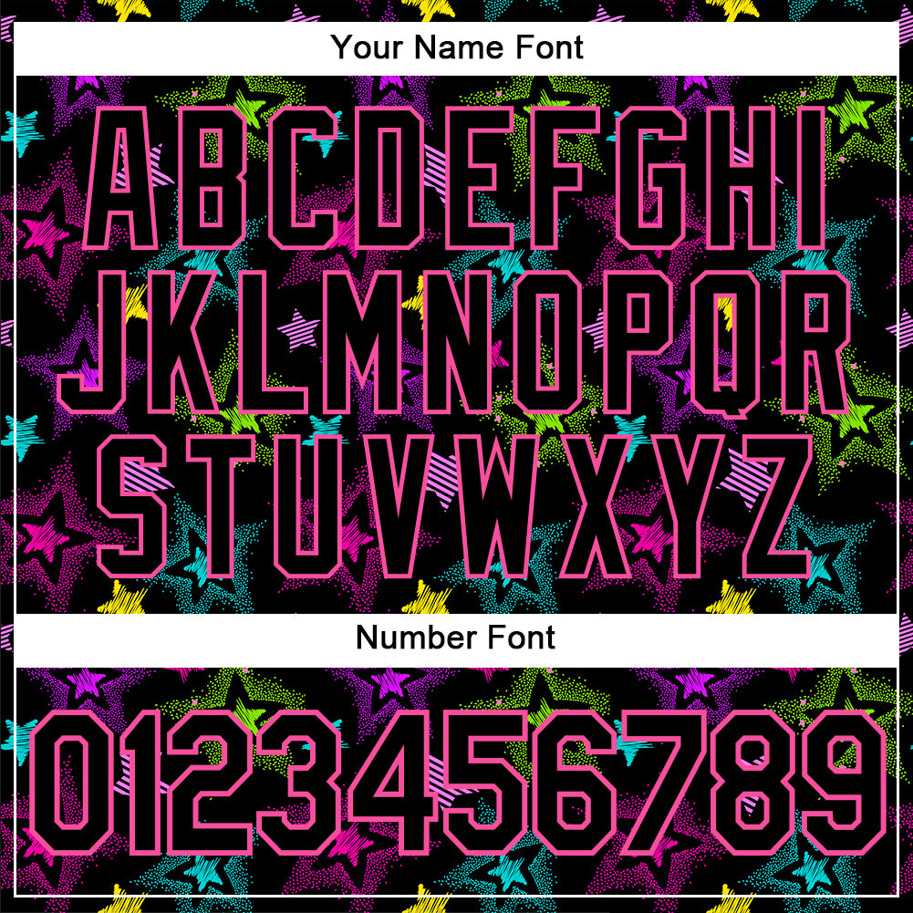 Custom Graffiti Pattern Black-Pink 3D Creative Colorful Stars Authentic Baseball Jersey