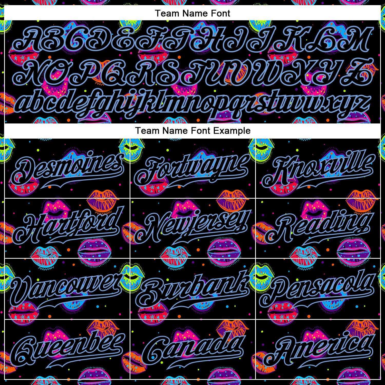 Custom Graffiti Pattern Black-Light Blue 3D Dots And Kiss Lips Authentic Baseball Jersey