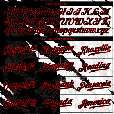 Custom Graffiti Pattern Red-Black 3D Scratch Authentic Baseball Jersey