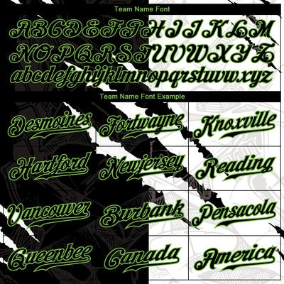Custom Graffiti Pattern Black-Neon Green 3D Scratch Authentic Baseball Jersey