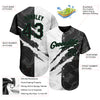Custom Graffiti Pattern Black-Kelly Green 3D Scratch Authentic Baseball Jersey