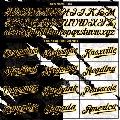 Custom Graffiti Pattern Black-Gold 3D Scratch Authentic Baseball Jersey