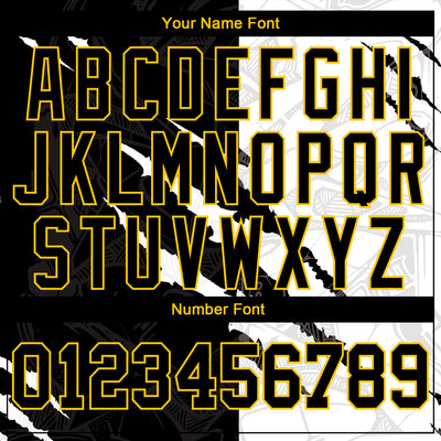 Custom Graffiti Pattern Black-Gold 3D Scratch Authentic Baseball Jersey