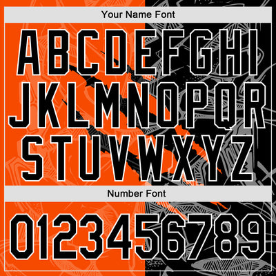 Custom Graffiti Pattern Black-Orange 3D Scratch Authentic Baseball Jersey