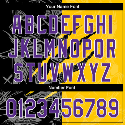 Custom Graffiti Pattern Purple Yellow-Black 3D Scratch Authentic Baseball Jersey