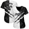 Custom Graffiti Pattern Black-Gray 3D Scratch Authentic Baseball Jersey