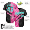 Custom Graffiti Pattern Aqua Black-Pink 3D Scratch Authentic Baseball Jersey