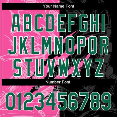 Custom Graffiti Pattern Kelly Green Black-Pink 3D Scratch Authentic Baseball Jersey