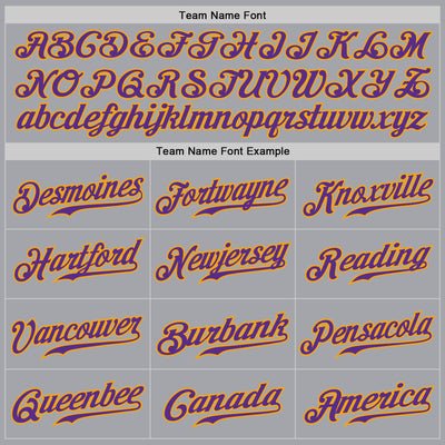 Custom Gray Purple Pinstripe Purple-Gold Authentic Baseball Jersey