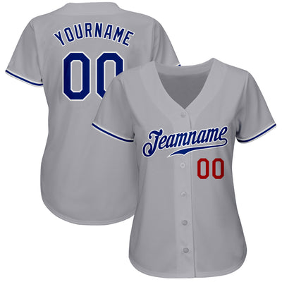 Custom Gray Royal-Red Authentic Baseball Jersey