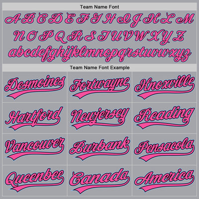 Custom Gray Light Blue Black-Pink Authentic Baseball Jersey