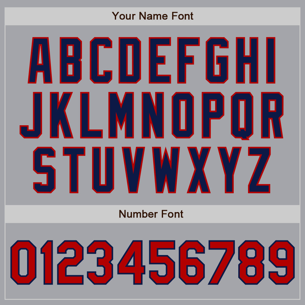 Custom Gray Red-Navy Authentic Baseball Jersey