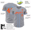 Custom Gray Orange-Light Blue Authentic Baseball Jersey