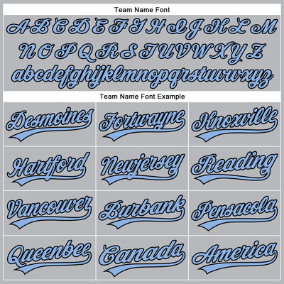 Custom Gray Black Pinstripe Light Blue Authentic Baseball Jersey