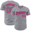 Custom Gray Black Pinstripe Pink Authentic Baseball Jersey