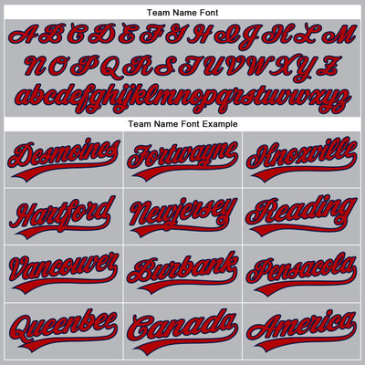 Custom Gray Navy Pinstripe Red Authentic Baseball Jersey