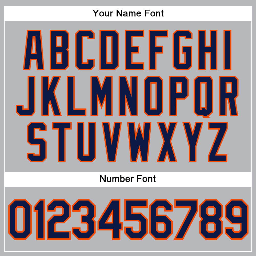 Custom Gray Navy Pinstripe Orange Authentic Baseball Jersey