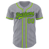 Custom Gray Navy Pinstripe Neon Green Authentic Baseball Jersey