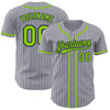 Custom Gray Navy Pinstripe Neon Green Authentic Baseball Jersey
