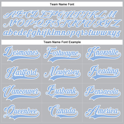 Custom Gray Light Blue-White Hockey Lace Neck Jersey