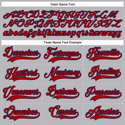 Custom Gray Red-Navy Hockey Lace Neck Jersey