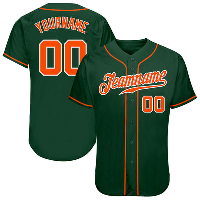 Custom Green Orange-White Authentic Baseball Jersey