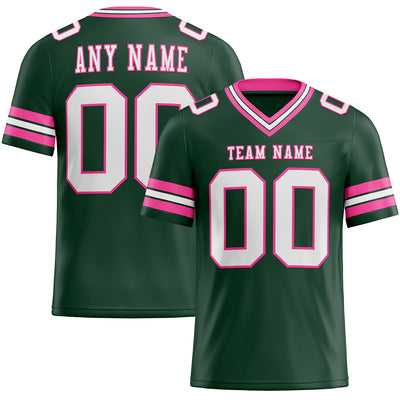 Custom Green White-Pink Authentic Football Jersey