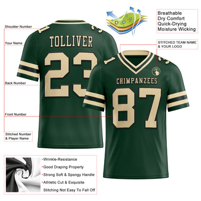 Custom Green City Cream-Black Authentic Football Jersey