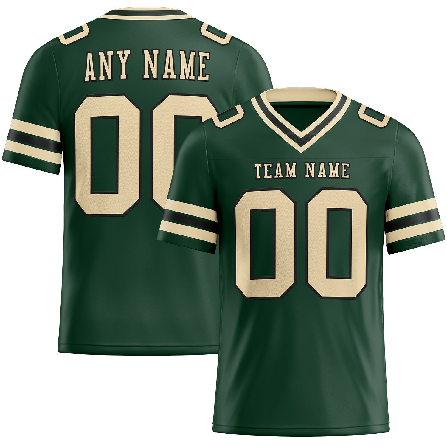 Custom Green City Cream-Black Authentic Football Jersey