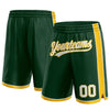 Custom Hunter Green White-Yellow Authentic Basketball Shorts