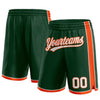 Custom Hunter Green White-Orange Authentic Basketball Shorts
